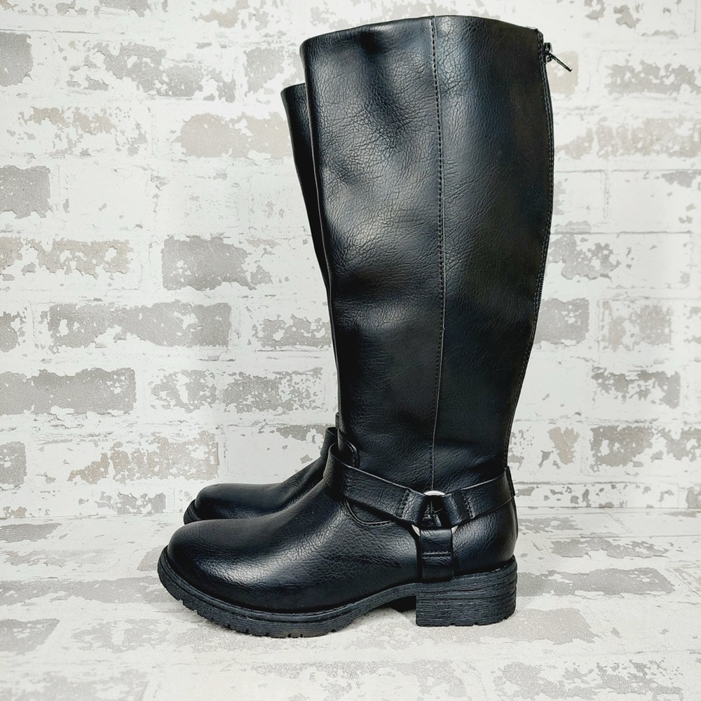 NEW BOC By Born Tall Chesney Black Faux Leather Boots M919